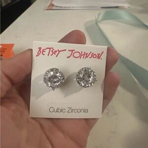 Betsey Johnson Sparkling Silver Cubic Zirconia Earrings